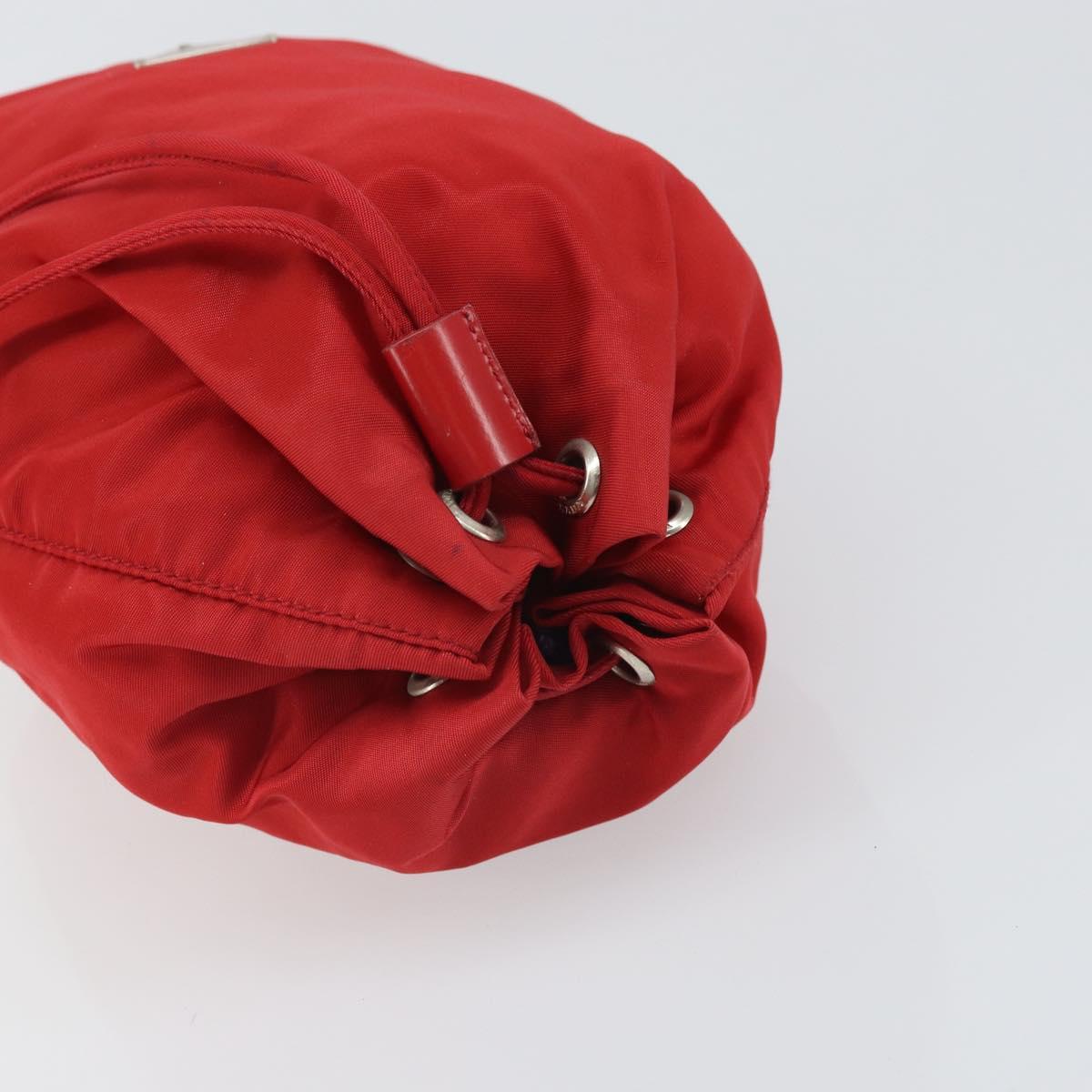 PRADA Purse Pouch Nylon Red Silver Auth SW2097