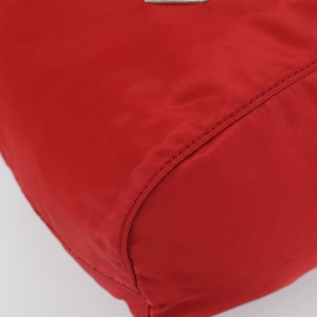 PRADA Purse Pouch Nylon Red Silver Auth SW2097