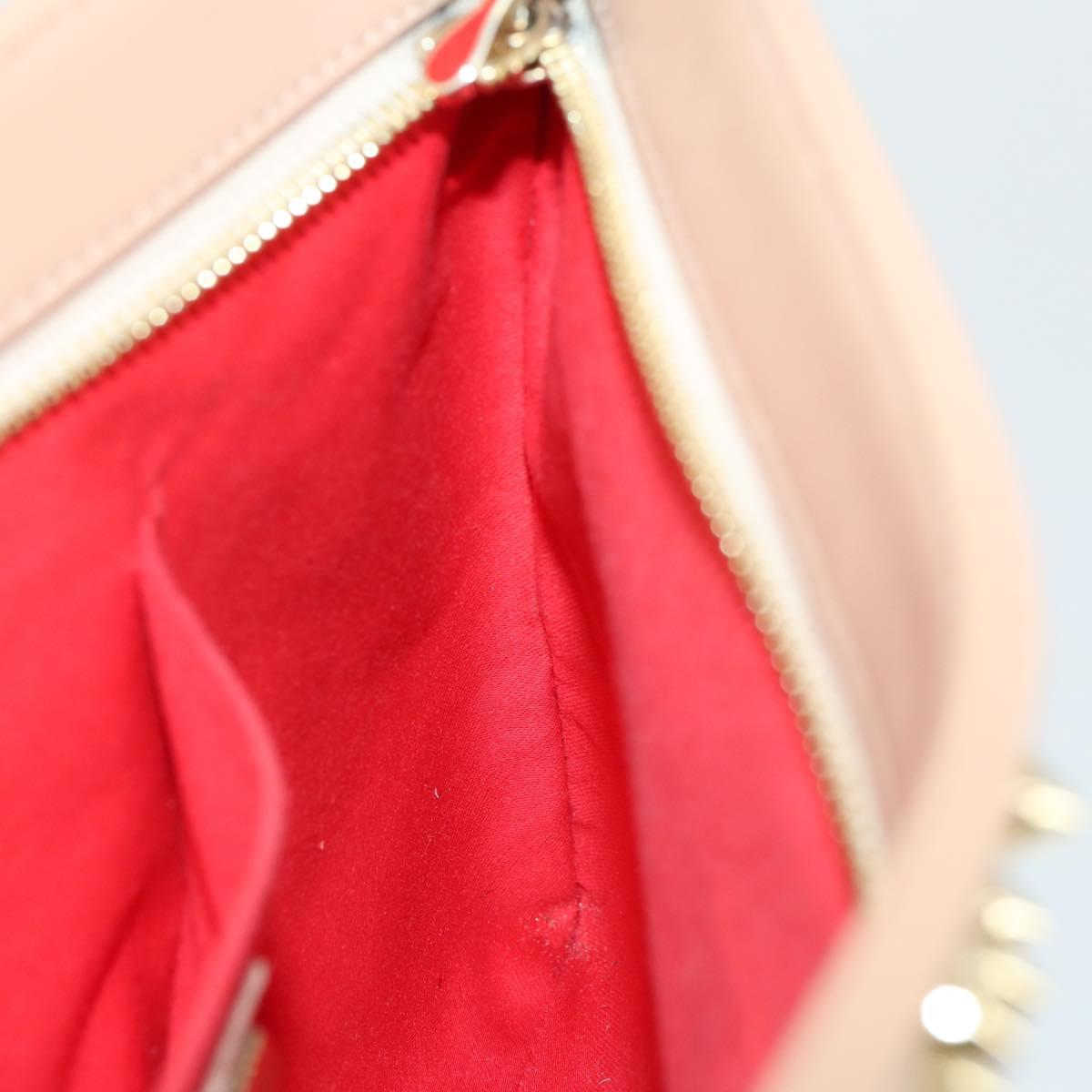 Christian Louboutin Chain Shoulder Bag Leather Beige Gold Auth SW2107V