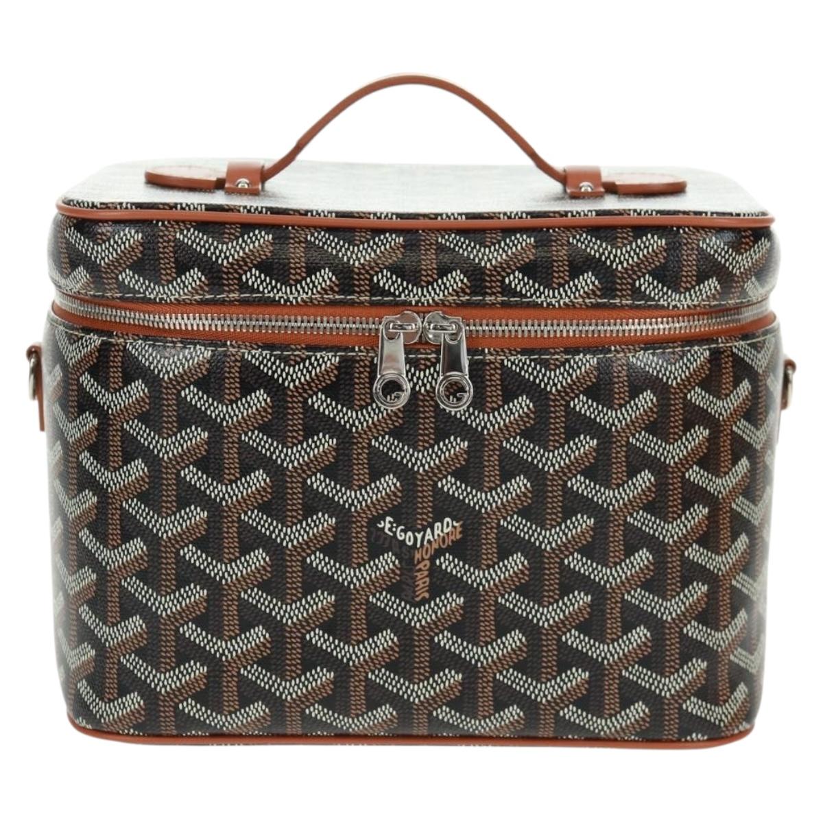 GOYARD Herringbone Vanity Muse PM Bag PVC Leather 2way Brown Auth SW2108SM