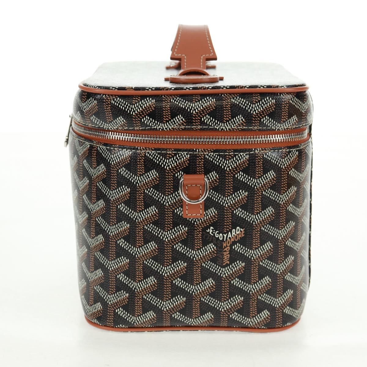 GOYARD Herringbone Vanity Muse PM Bag PVC Leather 2way Brown Auth SW2108SM