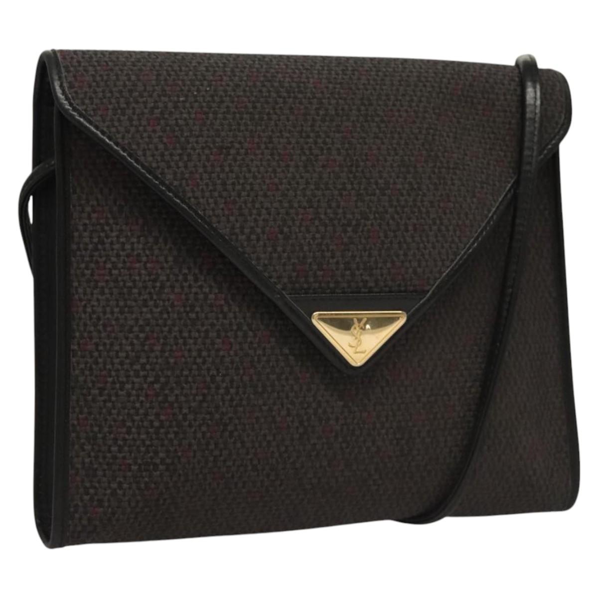 SAINT LAURENT Shoulder Bag Canvas Purple Gold Auth sw211