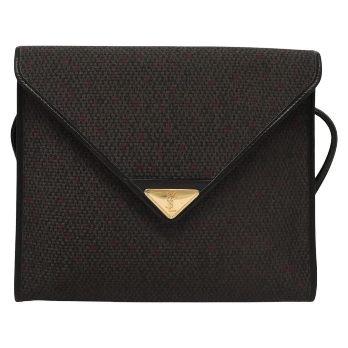 SAINT LAURENT Shoulder Bag Canvas Purple Gold Auth sw211