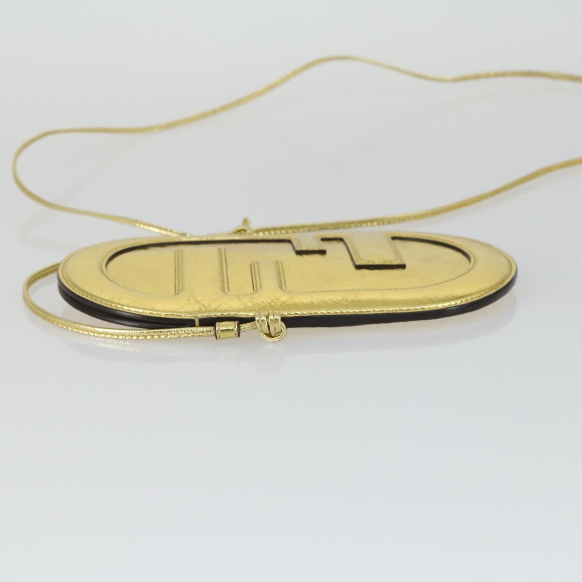 FENDI Orlock Smartphone Shoulder Case Bag Leather Gold Auth SW2114SAM