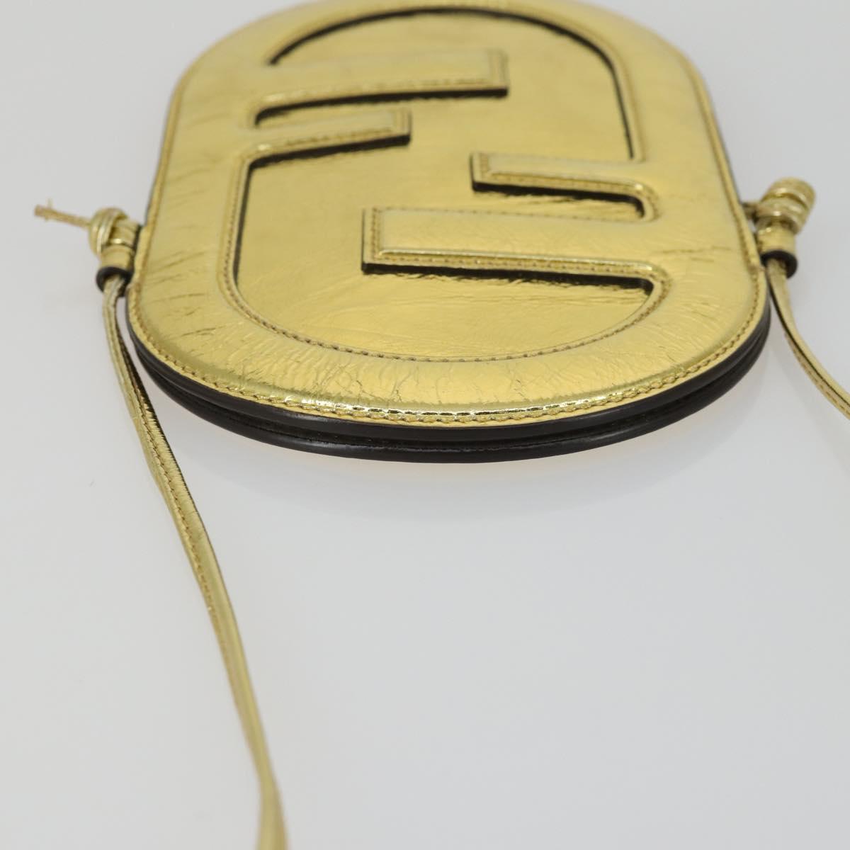 FENDI Orlock Smartphone Shoulder Case Bag Leather Gold Auth SW2114SAM