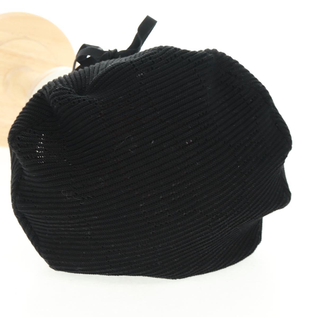 GUCCI Crochet Beret Hat Cotton L Black Auth SW2117SAM