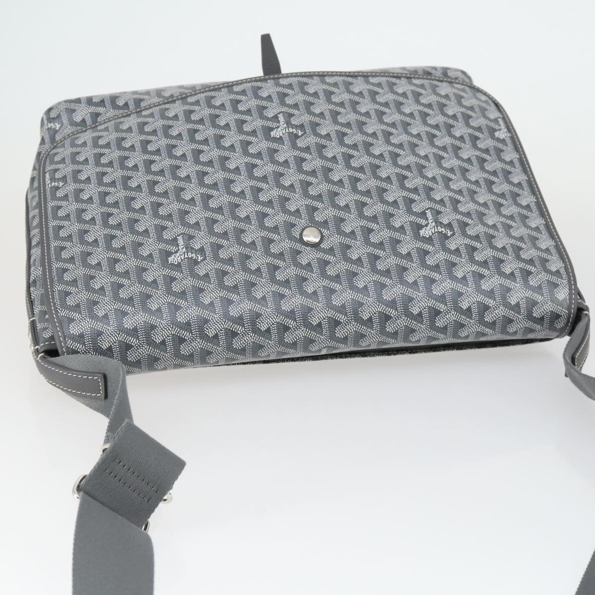 GOYARD Herringbone Capecian MM Bag PVC Leather Gray Silver Auth SW2120SM