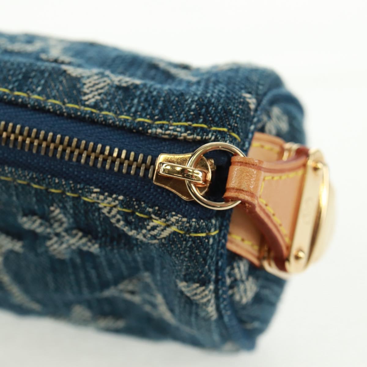 LOUIS VUITTON Monogram Denim Trousse Speedy GM Pouch Blue M95081 Auth SW2123SAV