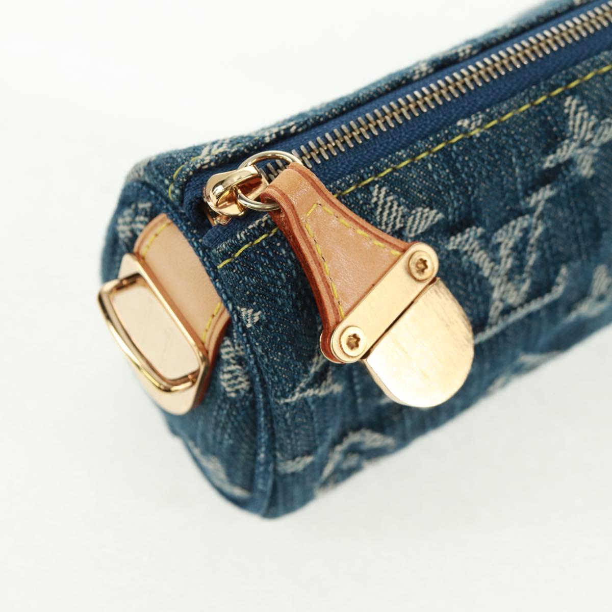 LOUIS VUITTON Monogram Denim Trousse Speedy GM Pouch Blue M95081 Auth SW2123SAV