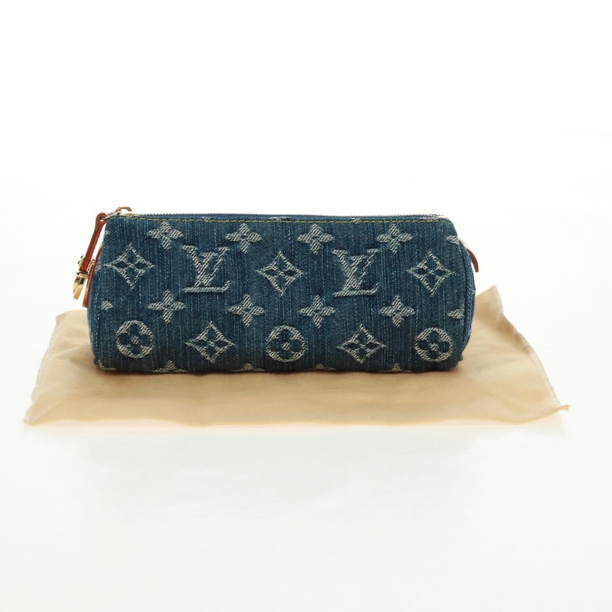 LOUIS VUITTON Monogram Denim Trousse Speedy GM Pouch Blue M95081 Auth SW2123SAV