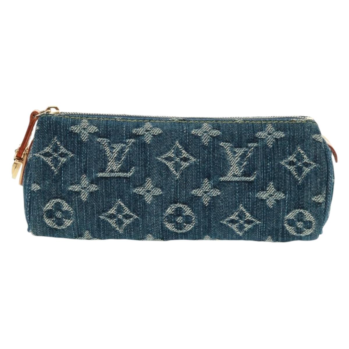 LOUIS VUITTON Monogram Denim Trousse Speedy GM Pouch Blue M95081 Auth SW2123SAV