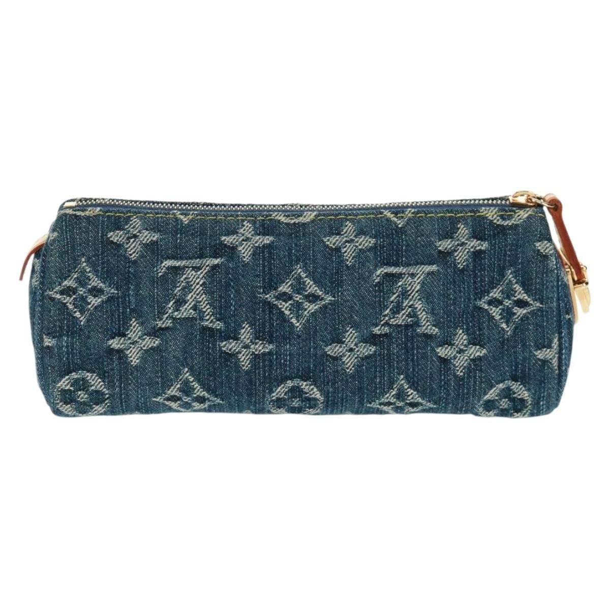 LOUIS VUITTON Monogram Denim Trousse Speedy GM Pouch Blue M95081 Auth SW2123SAV