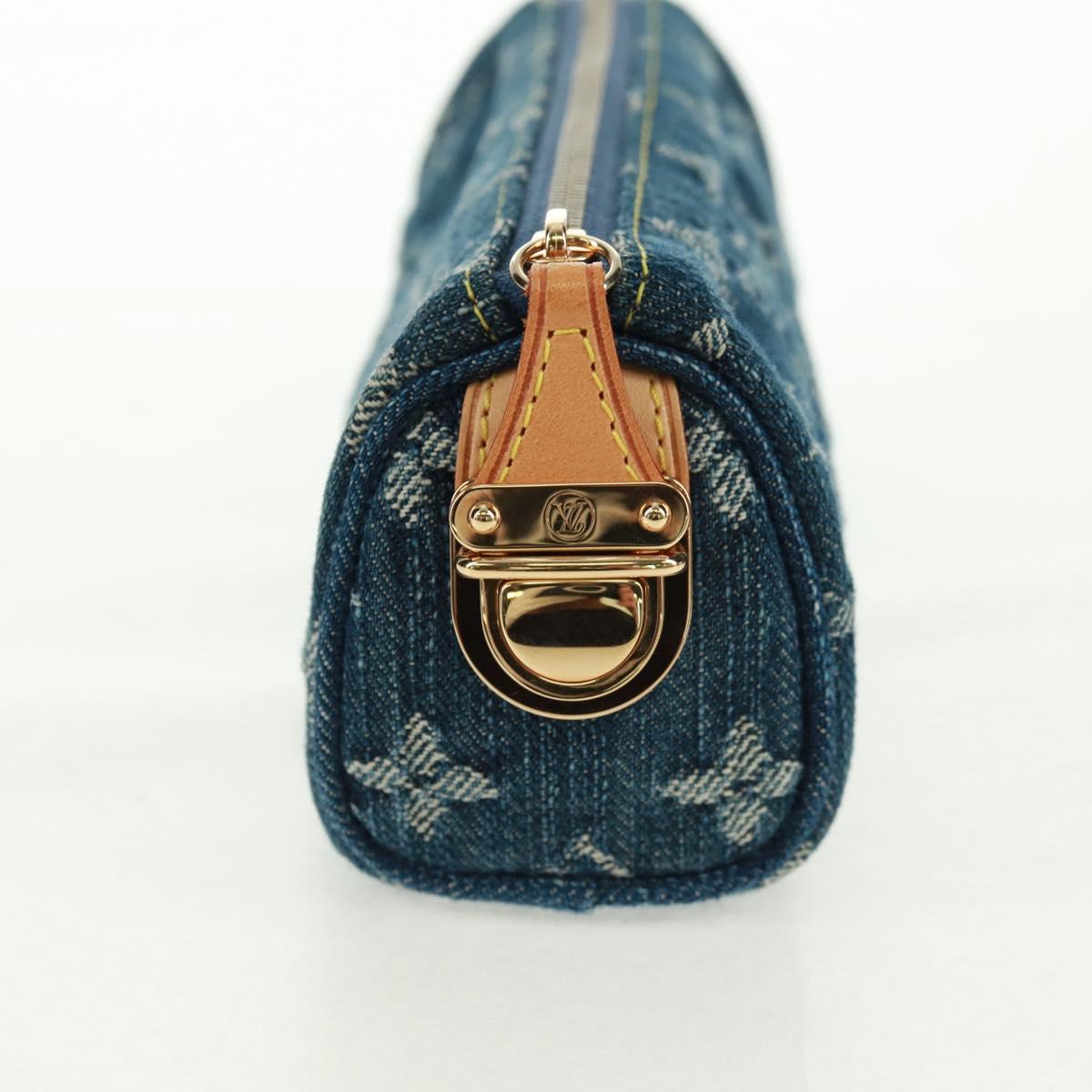 LOUIS VUITTON Monogram Denim Trousse Speedy GM Pouch Blue M95081 Auth SW2123SAV