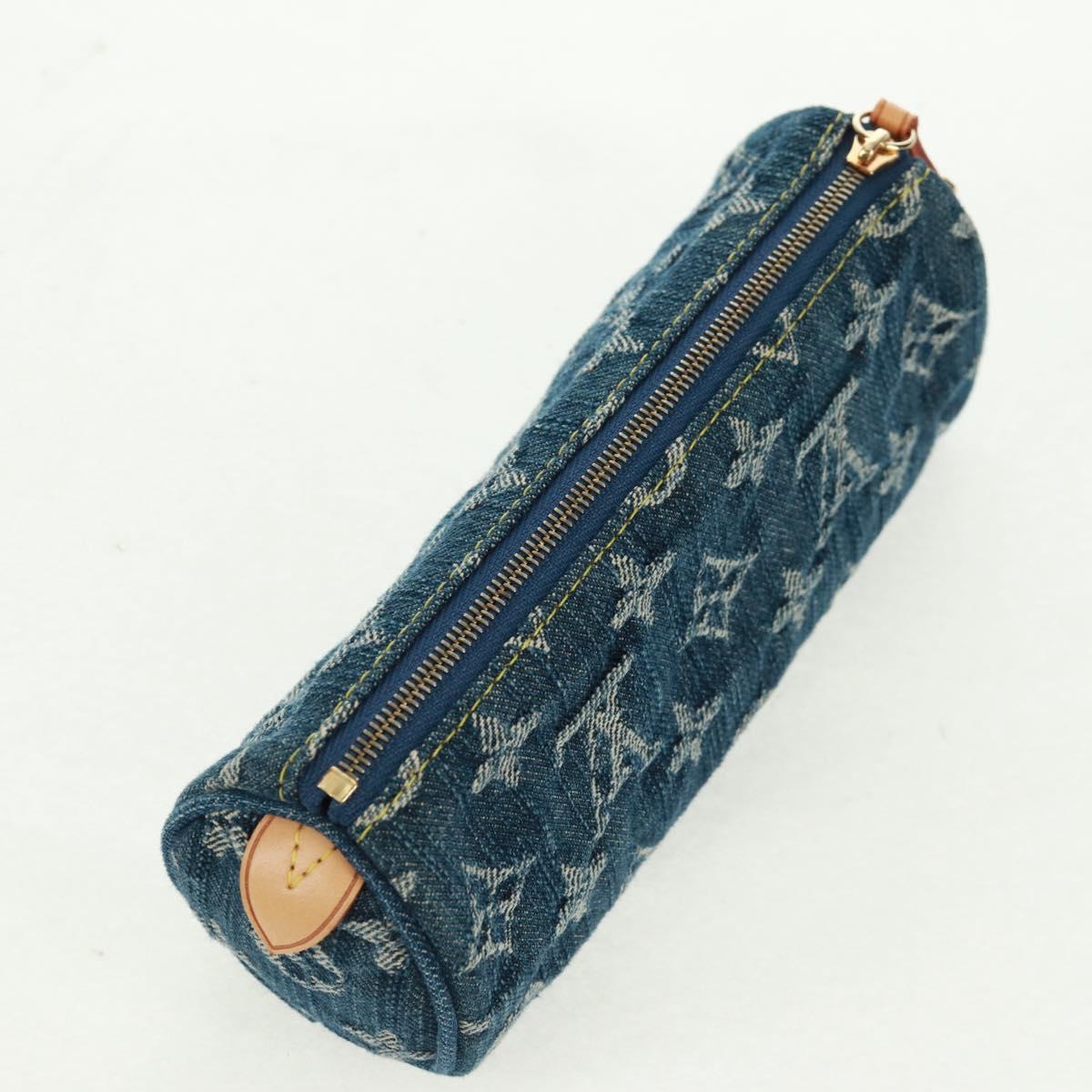 LOUIS VUITTON Monogram Denim Trousse Speedy GM Pouch Blue M95081 Auth SW2123SAV