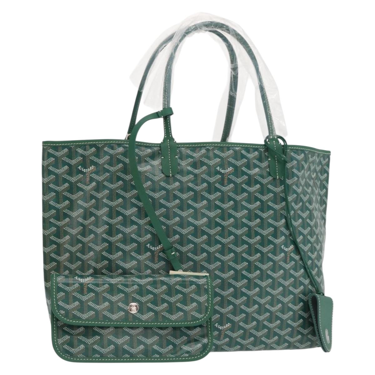 GOYARD Herringbone Saint Louis PM Tote Bag PVC Green Auth SW2132SM