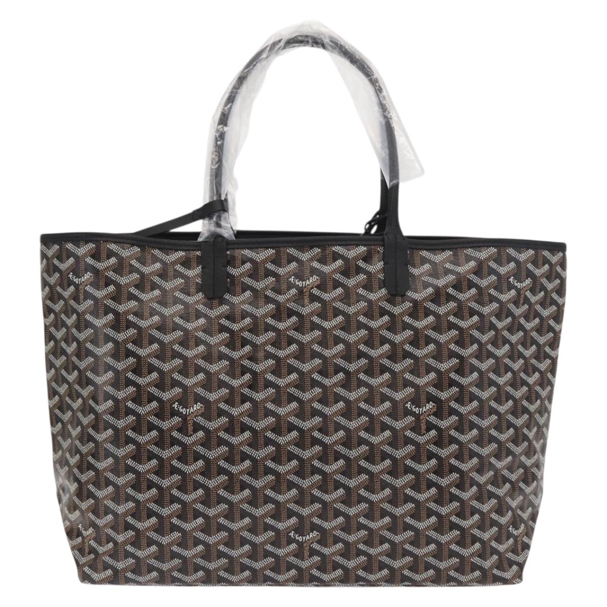 GOYARD Herringbone Saint Louis PM Tote Bag PVC Black Auth SW2134SM