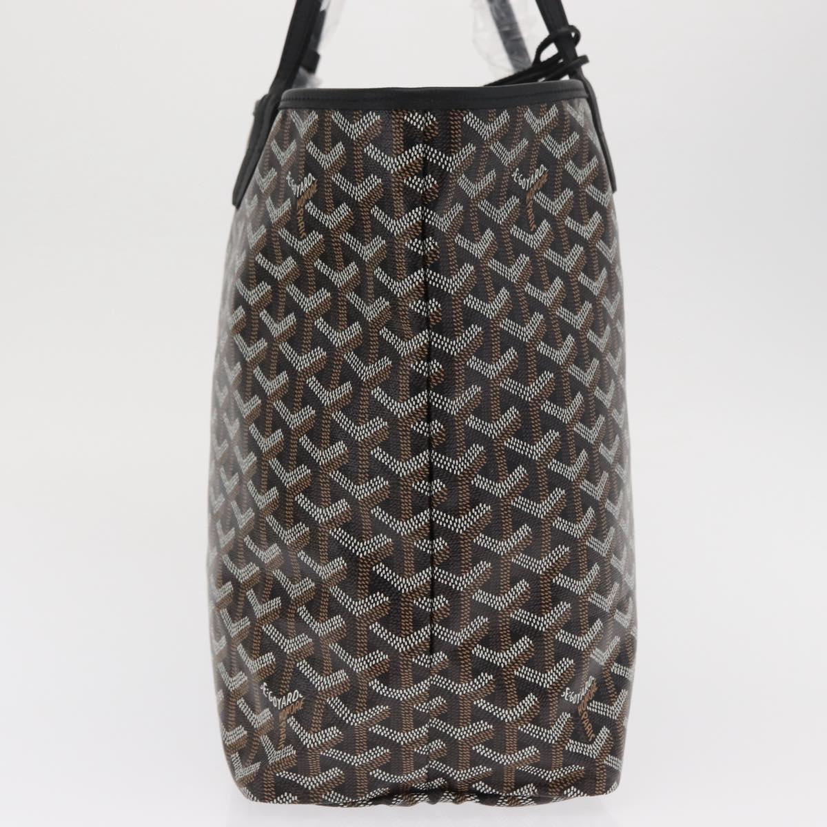 GOYARD Herringbone Saint Louis PM Tote Bag PVC Black Auth SW2134SM