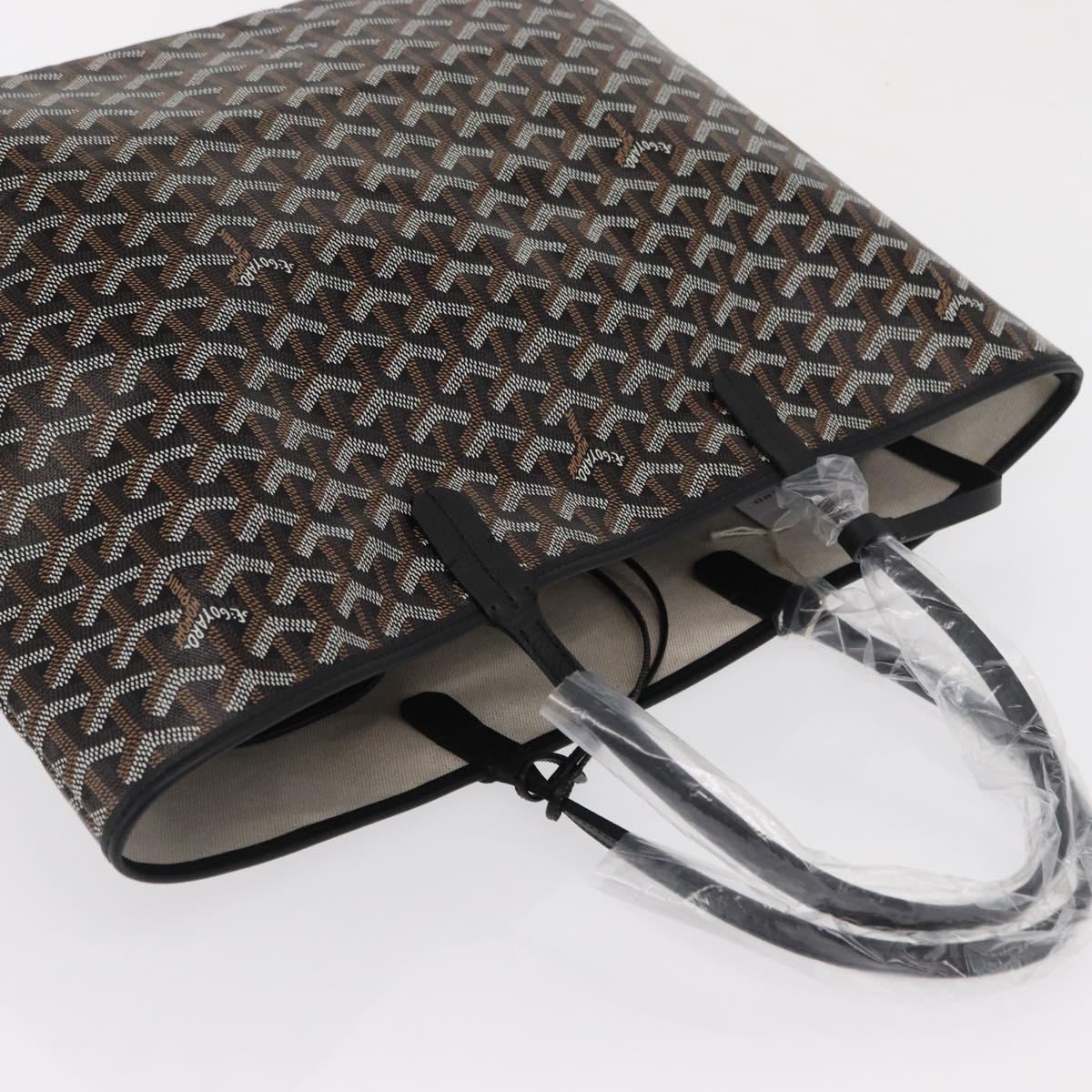GOYARD Herringbone Saint Louis PM Tote Bag PVC Black Auth SW2134SM
