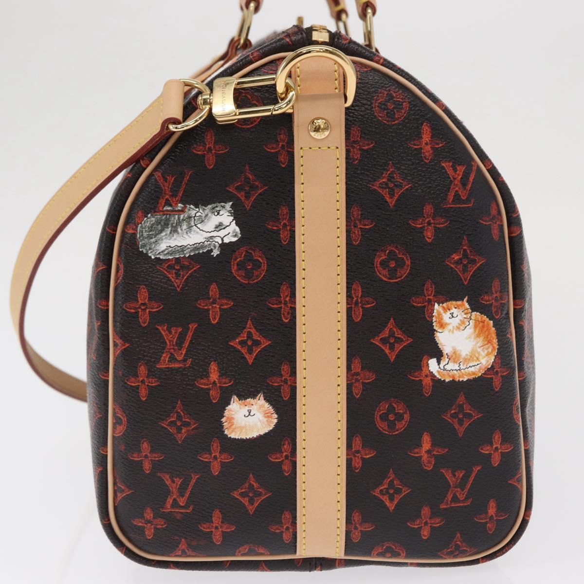LOUIS VUITTON Catgram Speedy Bandouliere 30 Hand Bag M44401 LV Auth SW2136SM