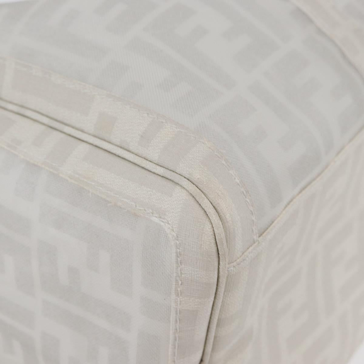 FENDI Zucca Canvas Boston Bag White Silver Auth SW2152V