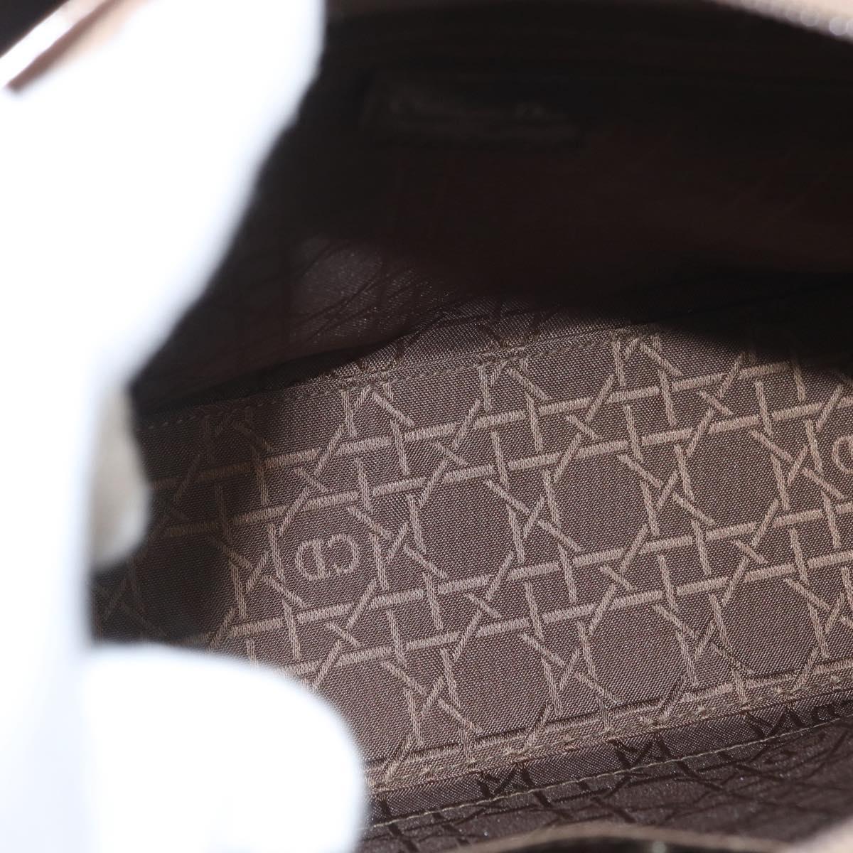 Christian Dior Maris Pearl Hand Bag Patent leather Brown Silver Auth SW2153A