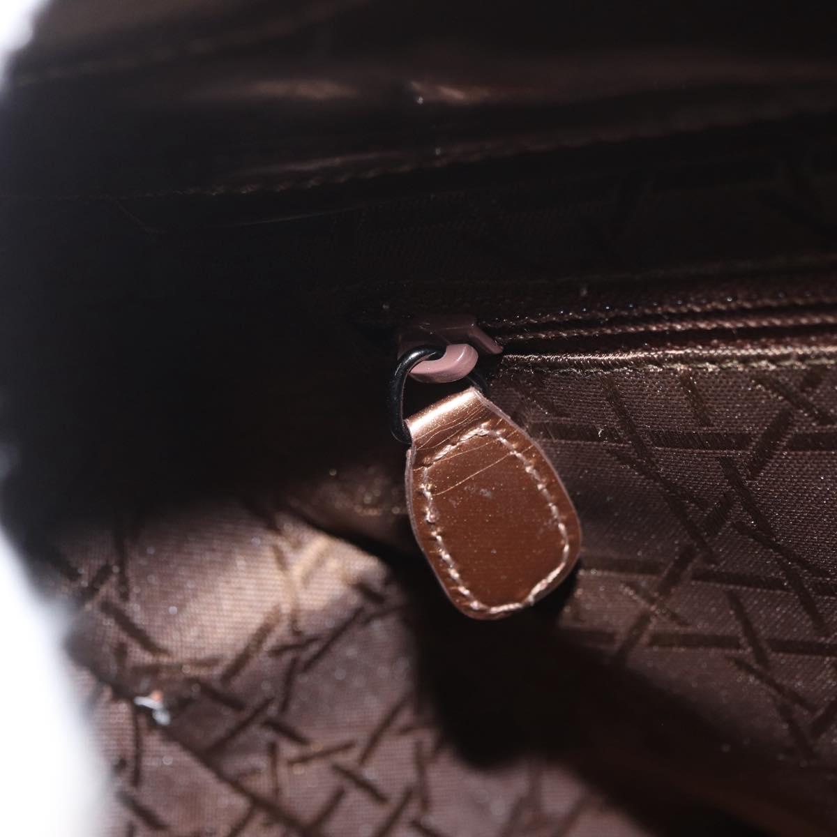 Christian Dior Maris Pearl Hand Bag Patent leather Brown Silver Auth SW2153A