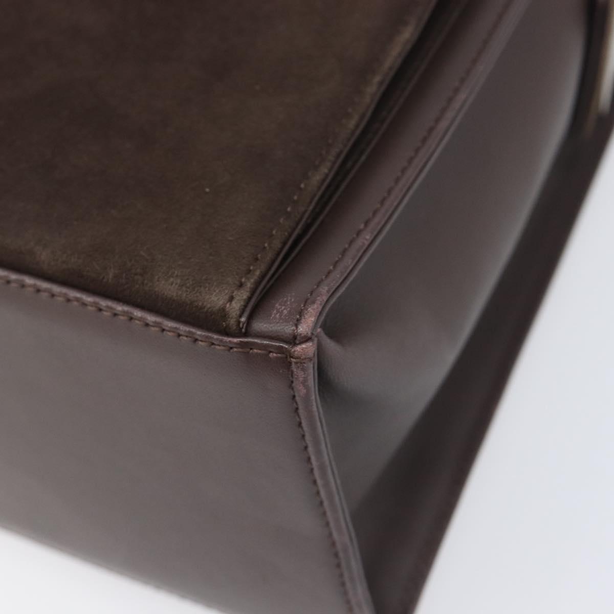 SAINT LAURENT Hand Bag Suede Brown Silver Auth SW2155