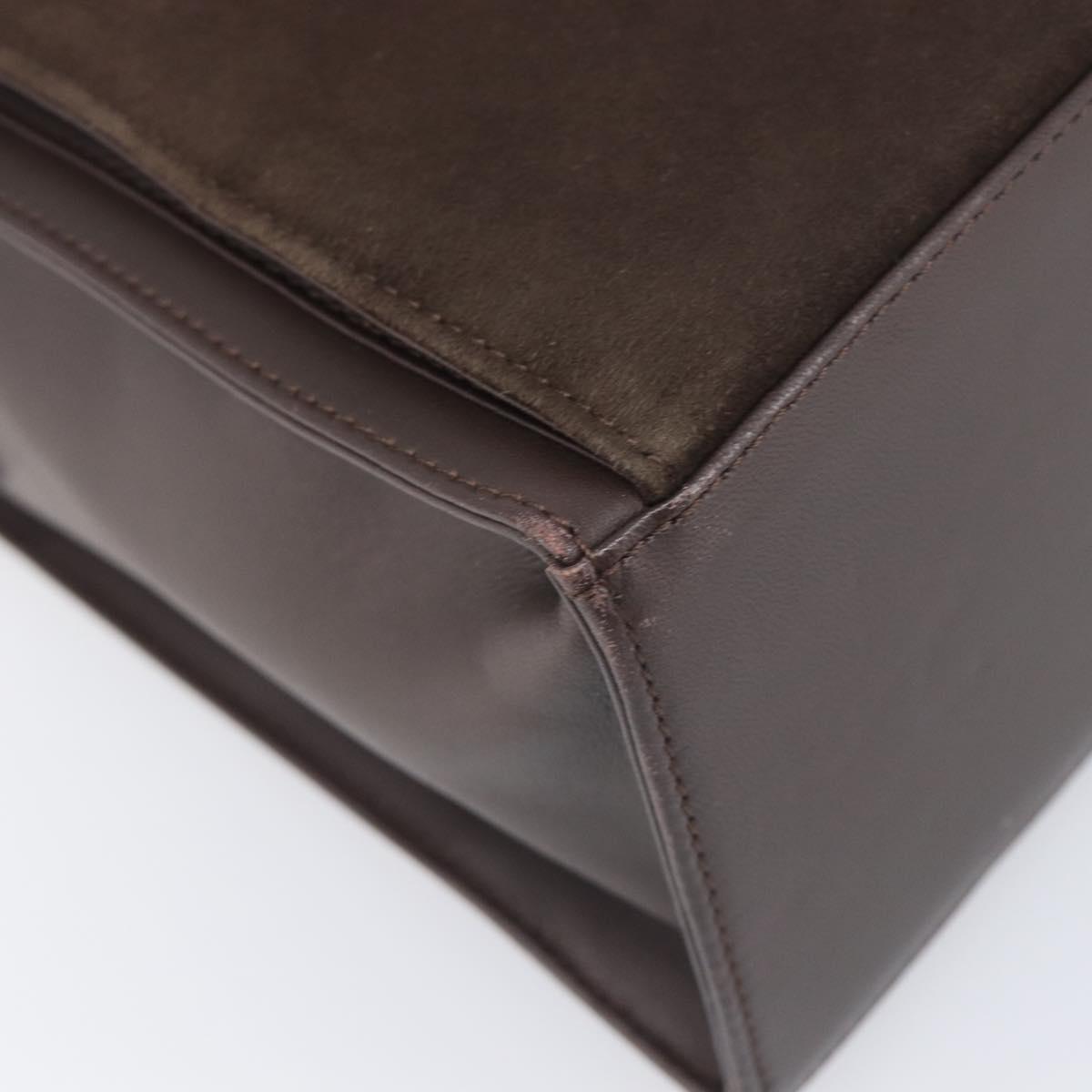 SAINT LAURENT Hand Bag Suede Brown Silver Auth SW2155