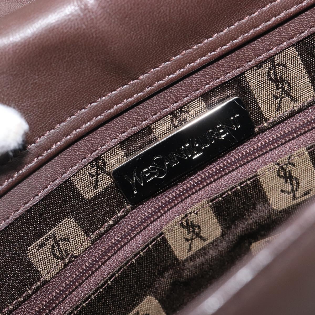 SAINT LAURENT Hand Bag Suede Brown Silver Auth SW2155
