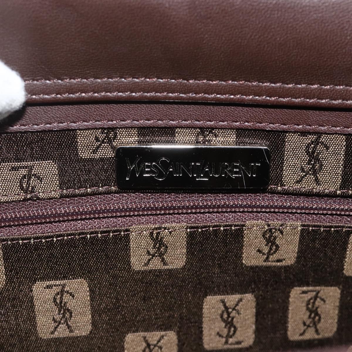 SAINT LAURENT Hand Bag Suede Brown Silver Auth SW2155