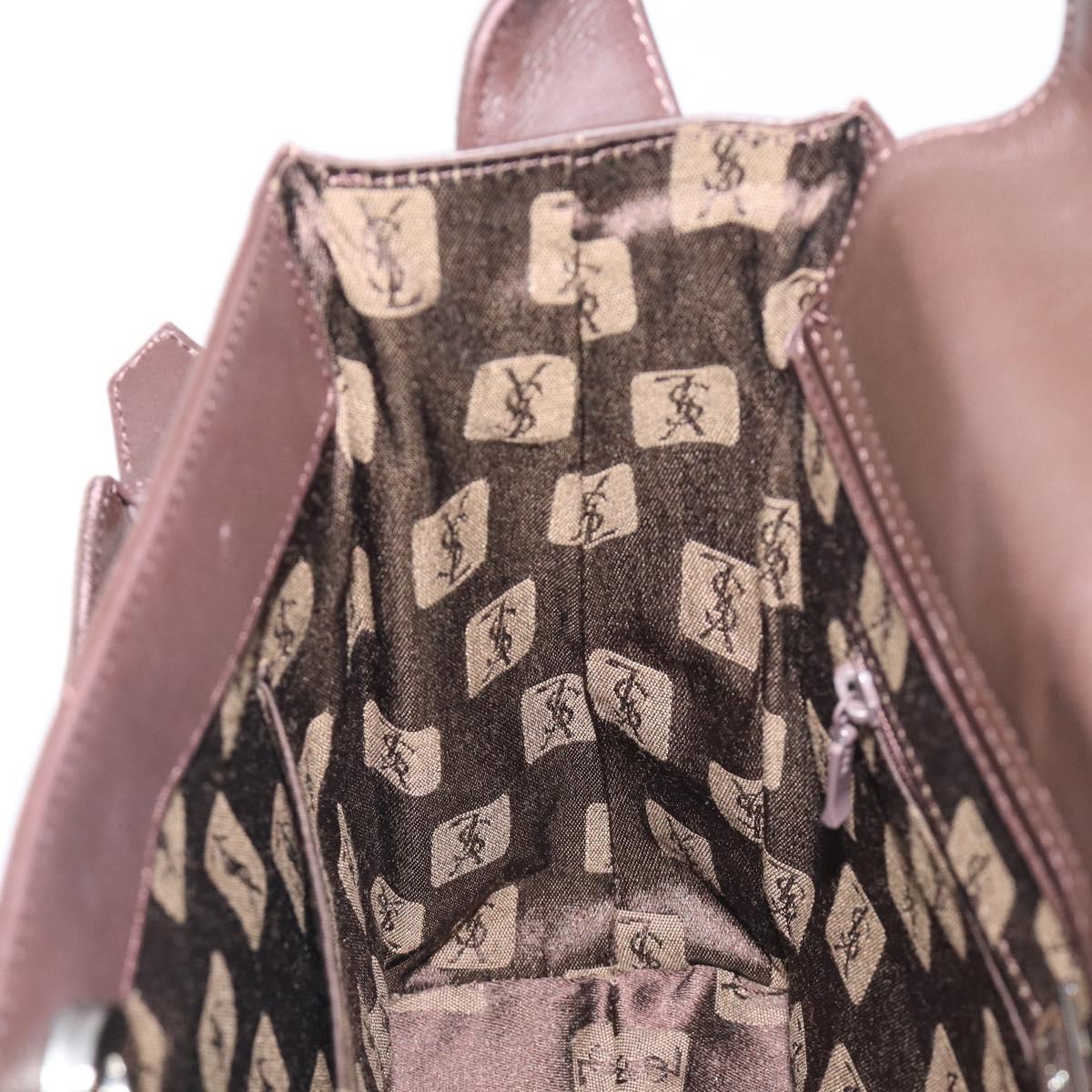 SAINT LAURENT Hand Bag Suede Brown Silver Auth SW2155