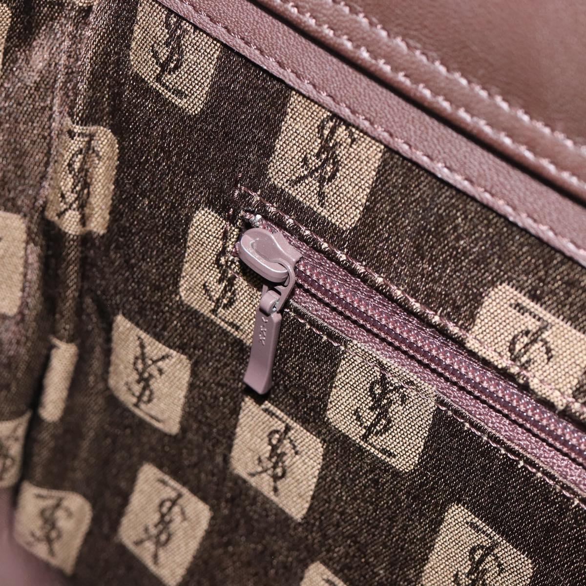 SAINT LAURENT Hand Bag Suede Brown Silver Auth SW2155