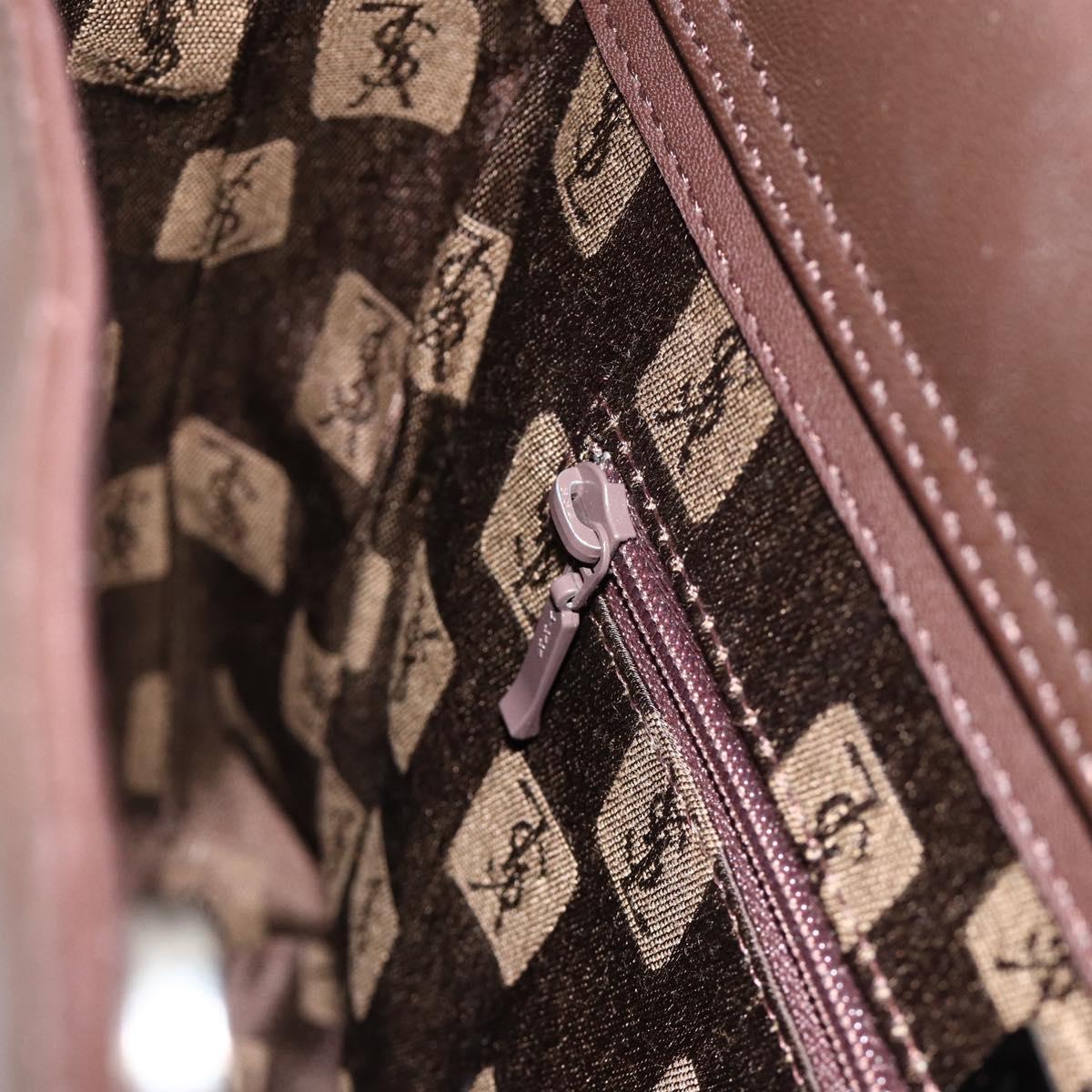 SAINT LAURENT Hand Bag Suede Brown Silver Auth SW2155