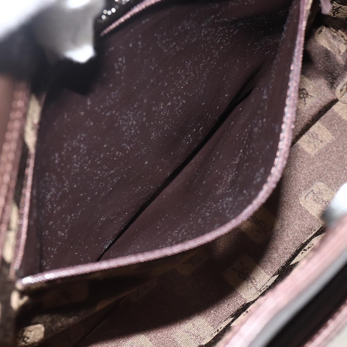 SAINT LAURENT Hand Bag Suede Brown Silver Auth SW2155