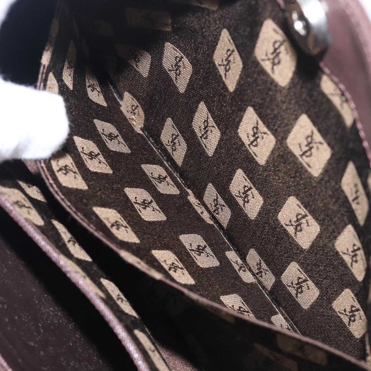 SAINT LAURENT Hand Bag Suede Brown Silver Auth SW2155