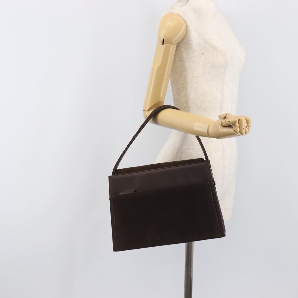SAINT LAURENT Hand Bag Suede Brown Silver Auth SW2155