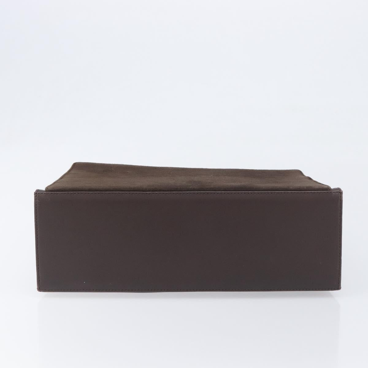 SAINT LAURENT Hand Bag Suede Brown Silver Auth SW2155