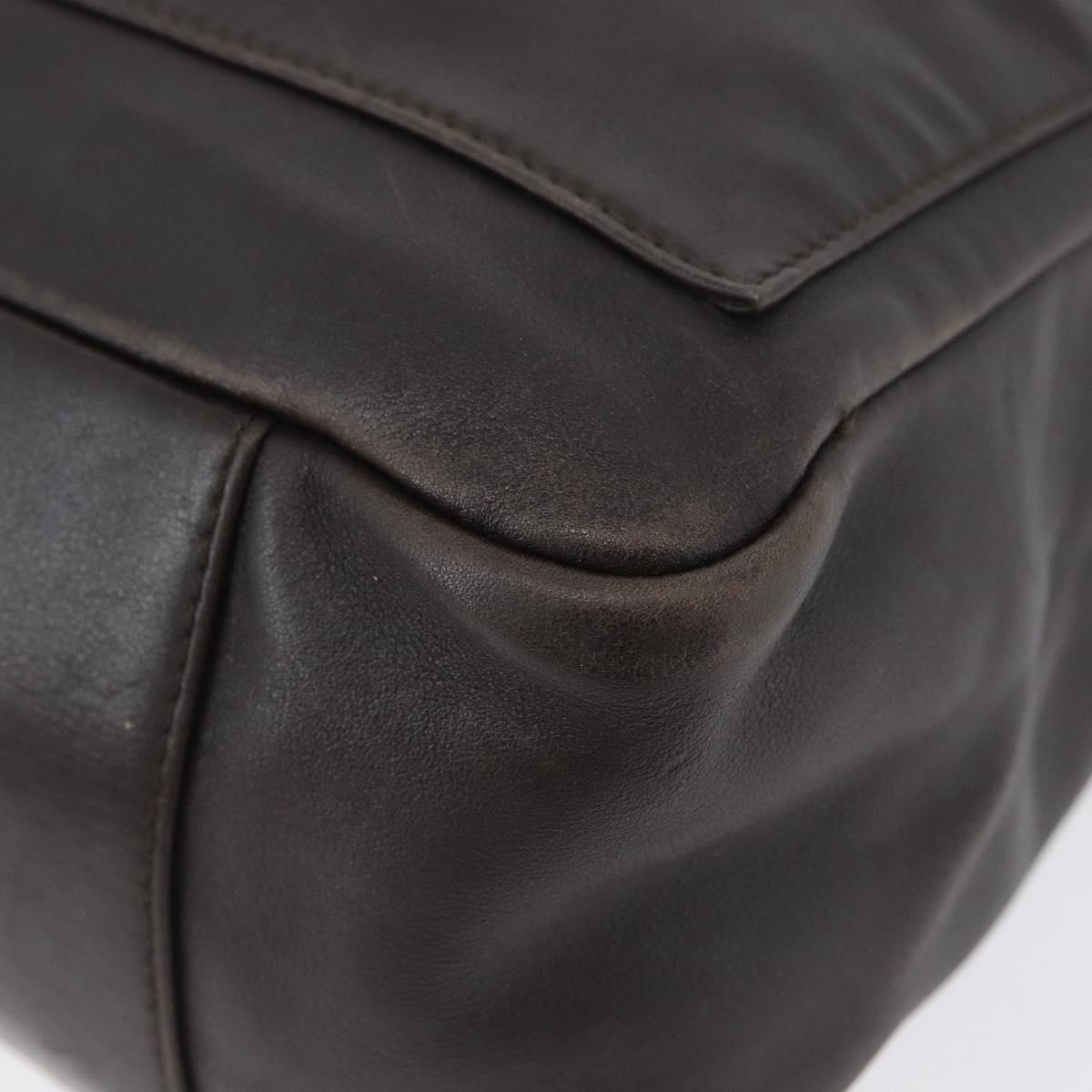 GUCCI Bamboo Hand Bag Leather Brown Silver Auth SW2156
