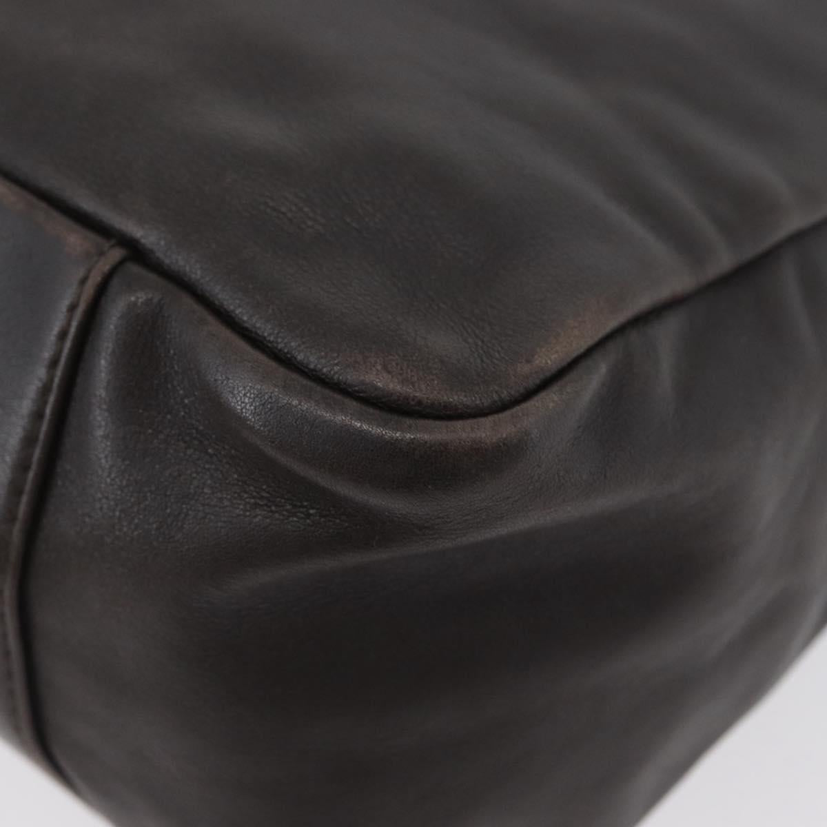 GUCCI Bamboo Hand Bag Leather Brown Silver Auth SW2156