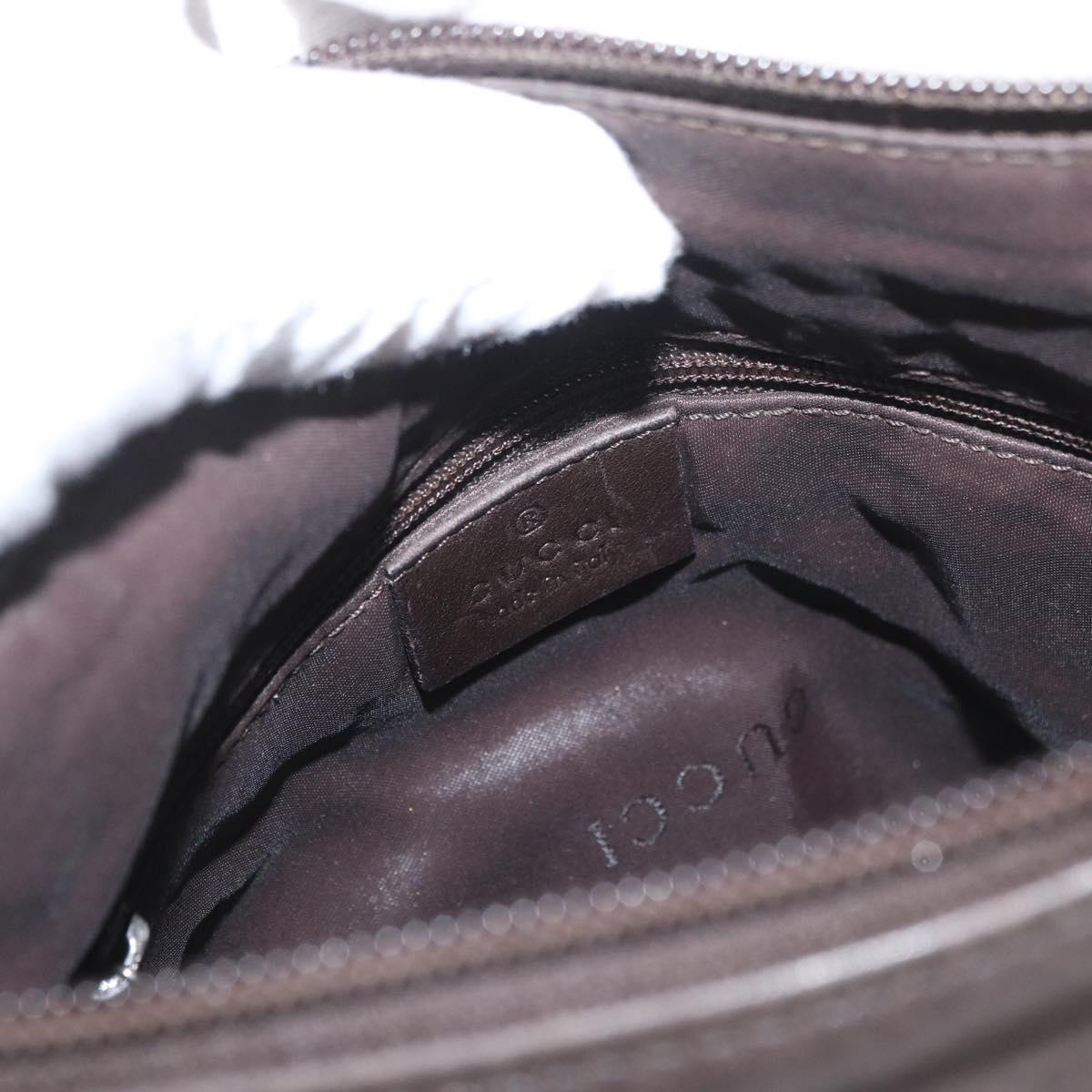 GUCCI Bamboo Hand Bag Leather Brown Silver Auth SW2156