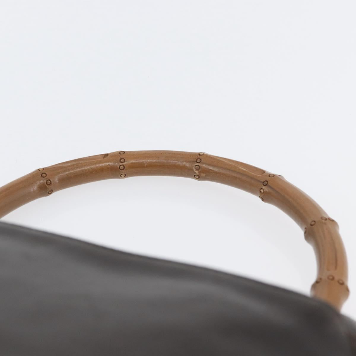 GUCCI Bamboo Hand Bag Leather Brown Silver Auth SW2156