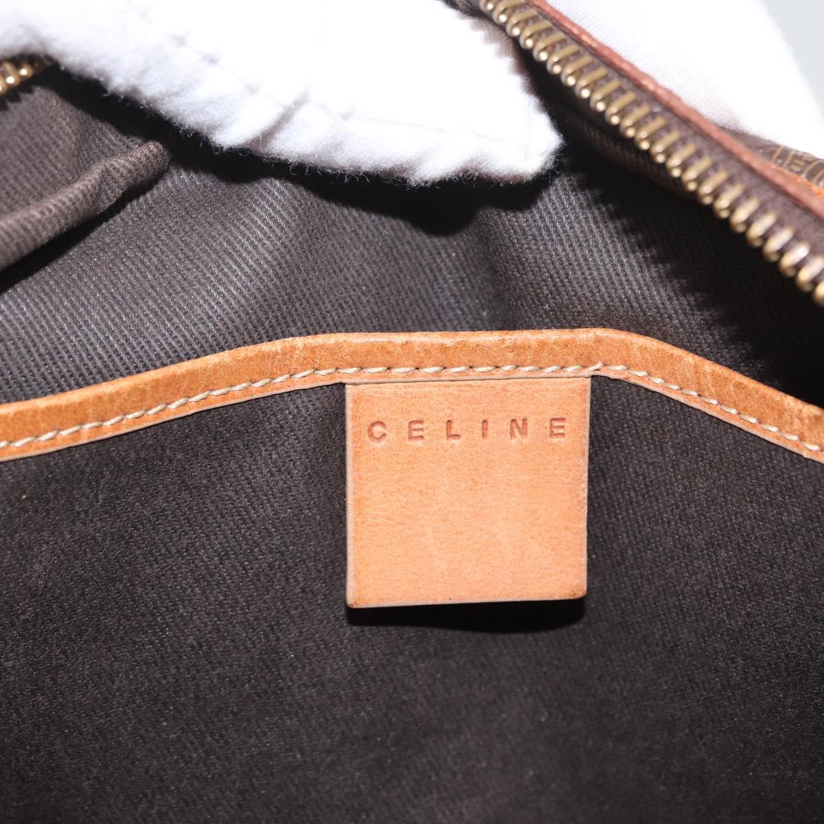 CELINE Macadam Canvas Hand Bag PVC Leather Brown Gold Auth SW2160