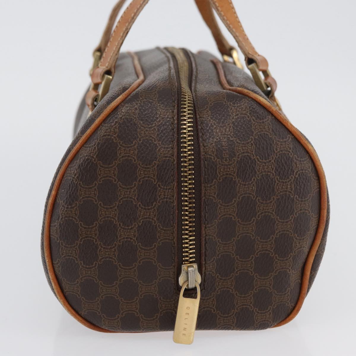CELINE Macadam Canvas Hand Bag PVC Leather Brown Gold Auth SW2160