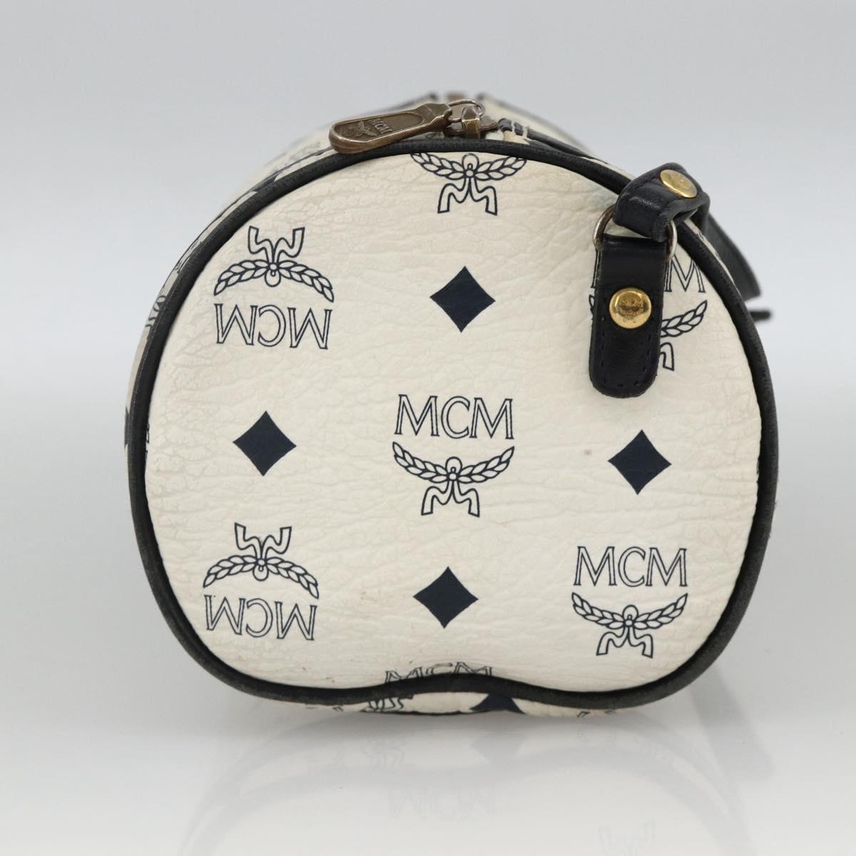 MCM Vicetos Logogram Shoulder Bag PVC Leather White Gold Auth SW2161