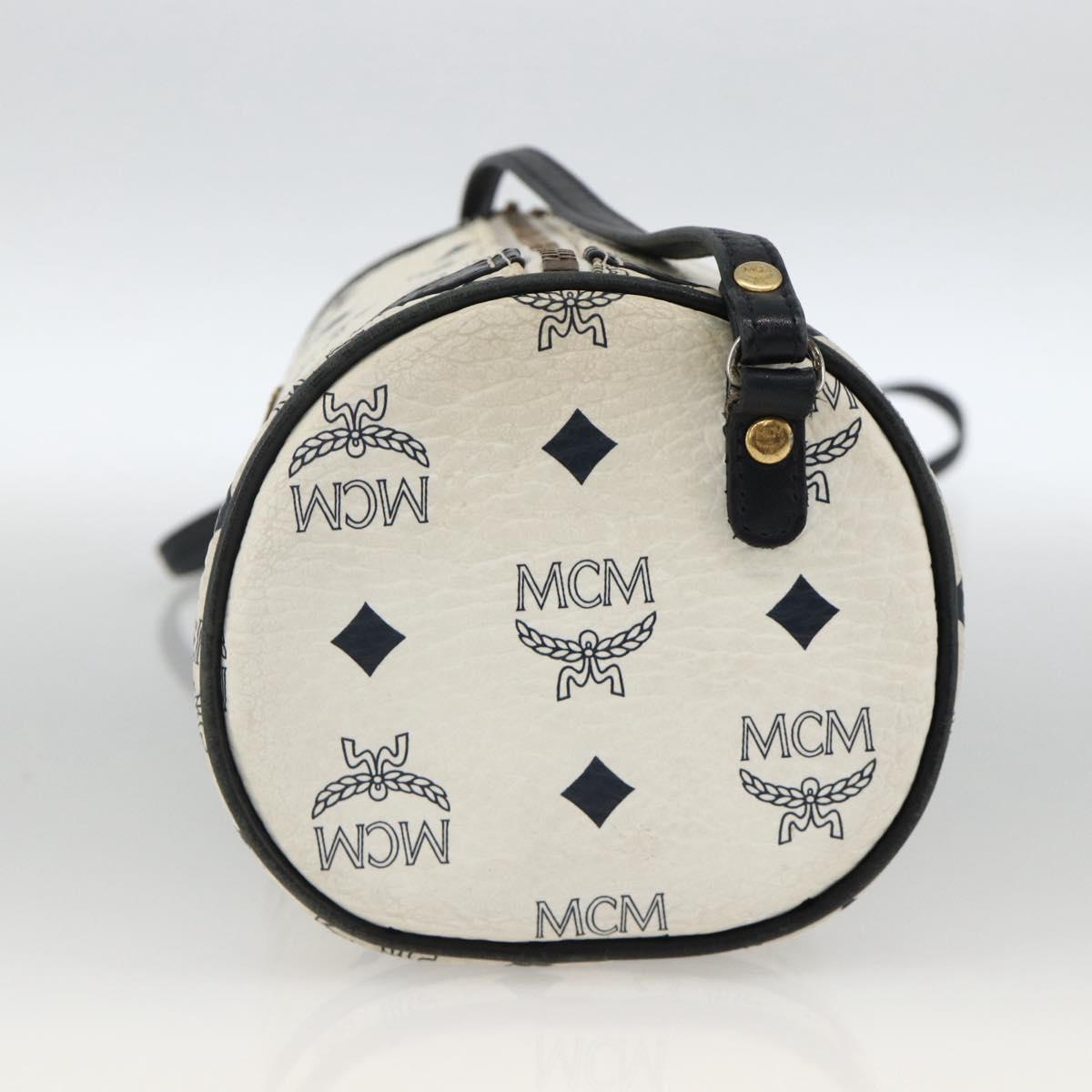 MCM Vicetos Logogram Shoulder Bag PVC Leather White Gold Auth SW2161