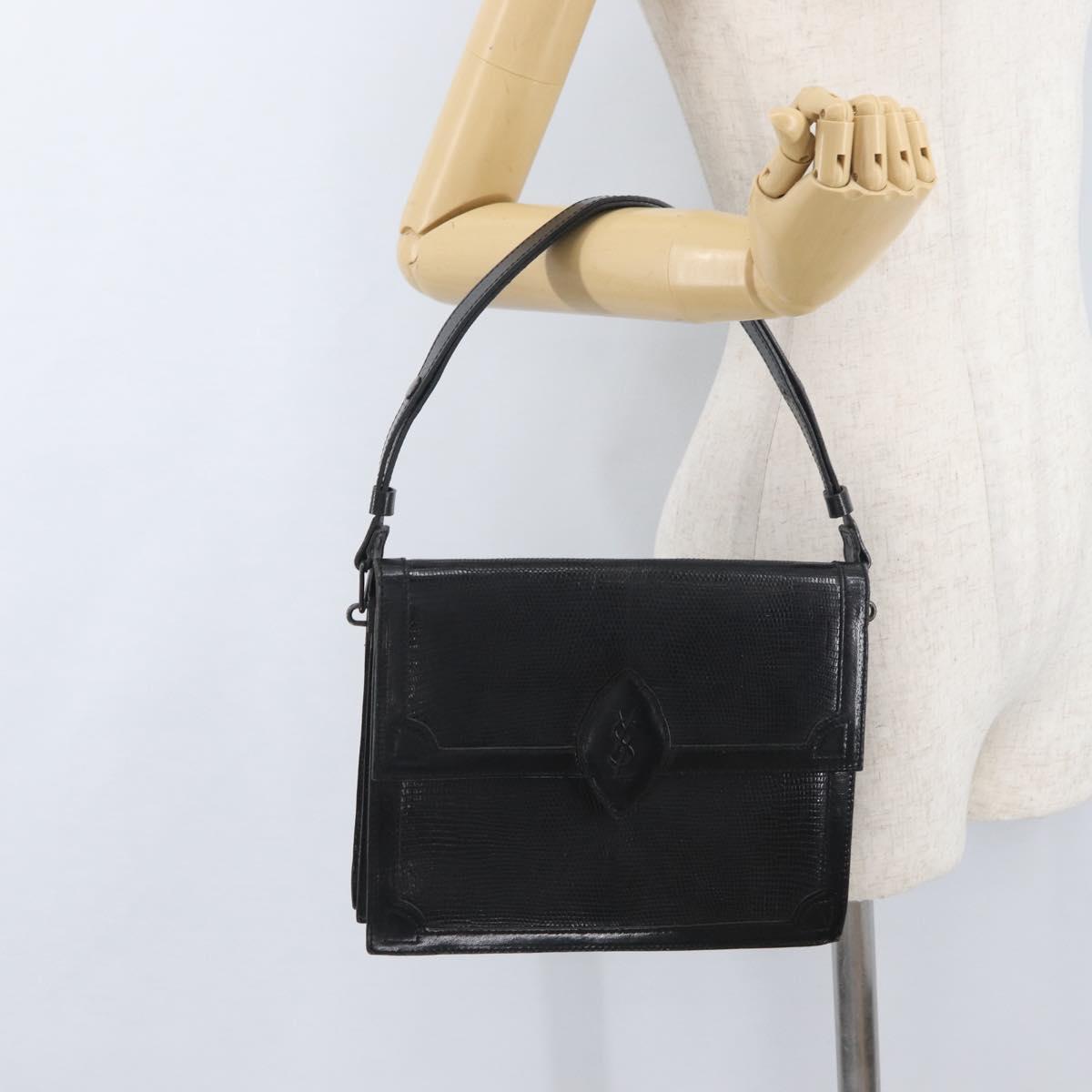 SAINT LAURENT Shoulder Bag Leather Black Auth SW2162A