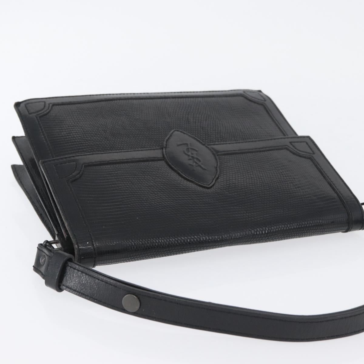 SAINT LAURENT Shoulder Bag Leather Black Auth SW2162A