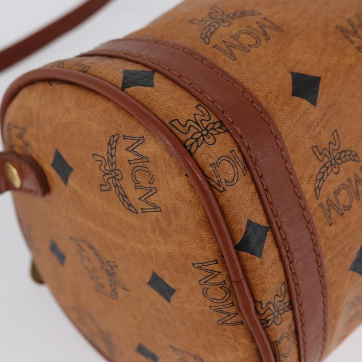 MCM Vicetos Logogram Shoulder Bag PVC Leather Brown Gold Auth SW2164A