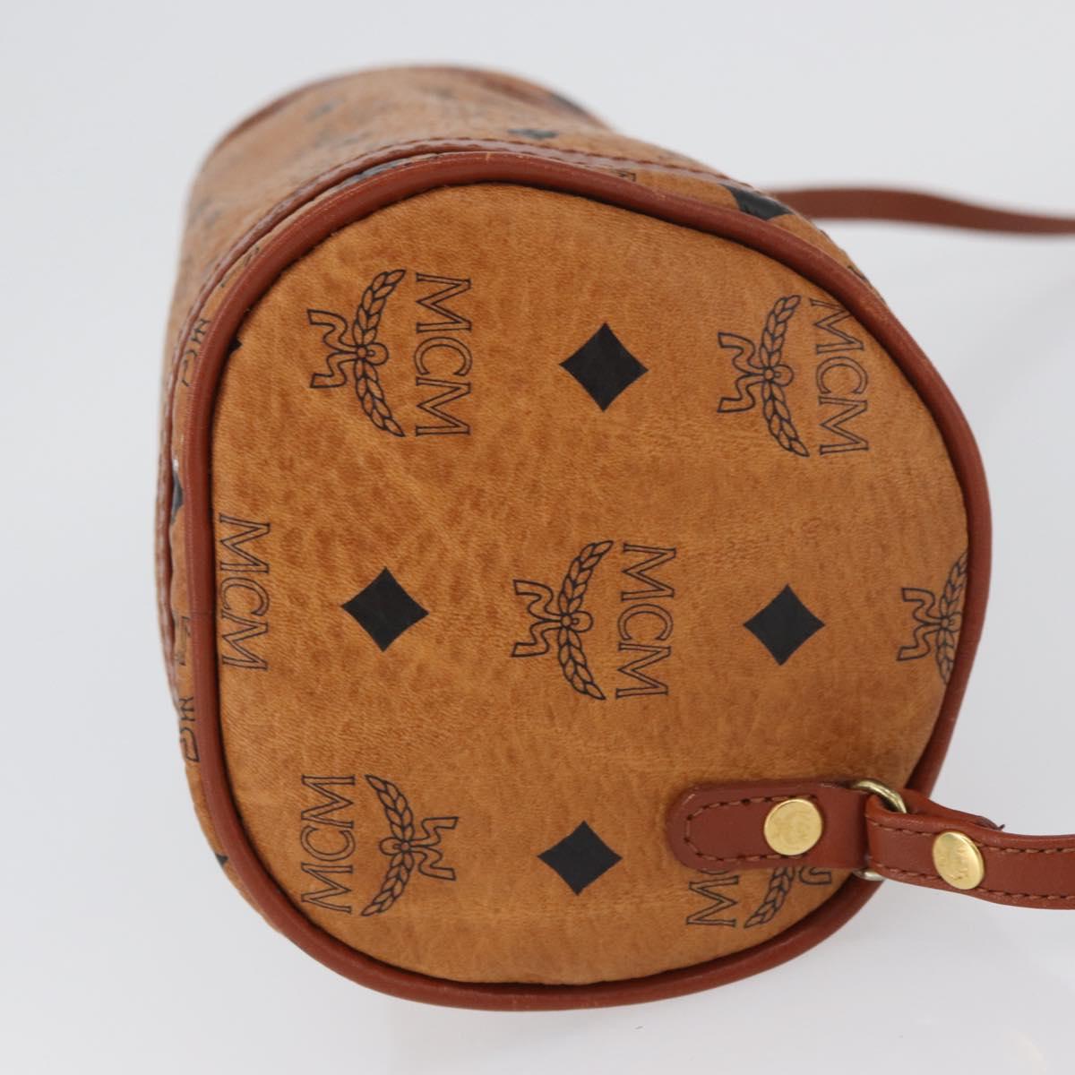 MCM Vicetos Logogram Shoulder Bag PVC Leather Brown Gold Auth SW2164A