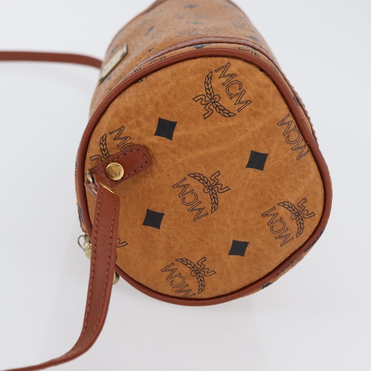 MCM Vicetos Logogram Shoulder Bag PVC Leather Brown Gold Auth SW2164A